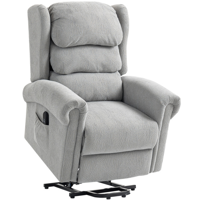 HOMCOM Power Lift Recliner Chair for Elderly, Velvet Electric Riser and Recliner Armchair for Living Room with Remote Control, 2 Side Pockets, Thick Padded Back, Grey - image 1