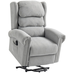HOMCOM Power Lift Recliner Chair for Elderly, Velvet Electric Riser and Recliner Armchair for Living Room with Remote Control, 2 Side Pockets, Thick Padded Back, Grey - thumbnail 1