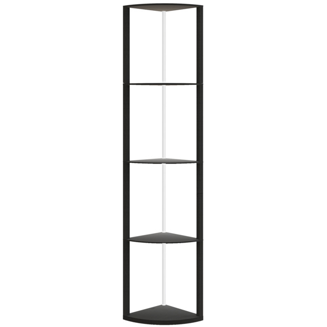 HOMCOM RGB LED Floor Lamp with Shelves, 4-Tier Dimmable Standing Lamp with Remote Control for Living Room Bedroom Office, Black - image 1