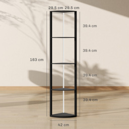 HOMCOM RGB LED Floor Lamp with Shelves, 4-Tier Dimmable Standing Lamp with Remote Control for Living Room Bedroom Office, Black - thumbnail 3