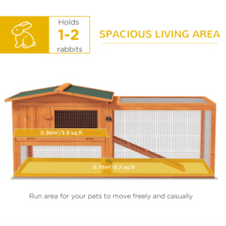 PawHut Rabbit Hutch and Run Outdoor Bunny Cage Wooden Guinea Pig Hide House with Sliding Tray, Hay Rack, Ramp, 156 x 58 x 68cm - thumbnail 5