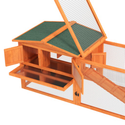 PawHut Rabbit Hutch and Run Outdoor Bunny Cage Wooden Guinea Pig Hide House with Sliding Tray, Hay Rack, Ramp, 156 x 58 x 68cm - thumbnail 8