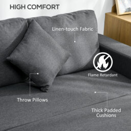 HOMCOM Corner Sofa Bed with Storage, 3 Seater Anti-Cat-Scratch Sofa Bed, Convertible L Shape Sofa Couch for Living Room, Dark Grey - Aosom UK - thumbnail 5