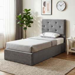 HOMCOM Single Bed Frame Gas Side Lift Under Bed Storage Upholstered Platform Bed Tufted Headboard for 90 x 190 cm Mattress - thumbnail 8