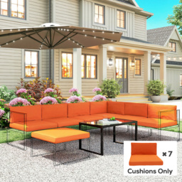 Outsunny 14-piece Dining Set Cushions - Orange - thumbnail 2