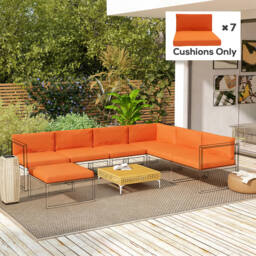 Outsunny 14-piece Dining Set Cushions - Orange - thumbnail 9