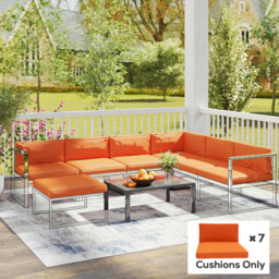 Outsunny 14-piece Dining Set Cushions - Orange - thumbnail 7