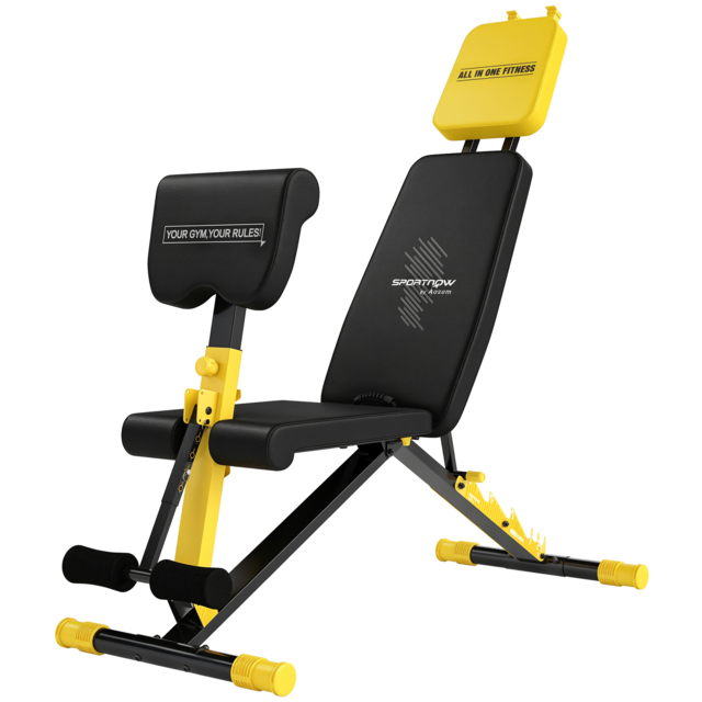 SPORTNOW Adjustable Weight Bench for Home Gym, 300kg Incline Decline Flat Foldable Bench Press with 7 Backrest Positions, Yellow - image 1