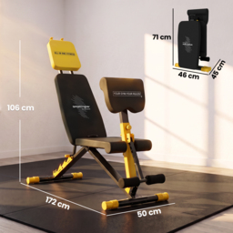 SPORTNOW Adjustable Weight Bench for Home Gym, 300kg Incline Decline Flat Foldable Bench Press with 7 Backrest Positions, Yellow - thumbnail 3