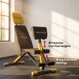 SPORTNOW Adjustable Weight Bench for Home Gym, 300kg Incline Decline Flat Foldable Bench Press with 7 Backrest Positions, Yellow - thumbnail 5