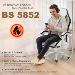 Vinsetto Racing Gaming Chair, Reclining PU Leather Computer Chair with 360 Degree Swivel Seat, Footrest, Removable Headrest White and Black - Aosom UK - thumbnail 8