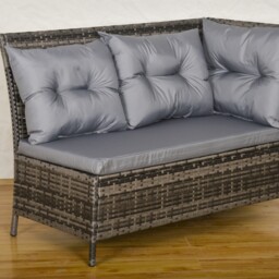 Outsunny 8 Seater Rattan Sofa Set with Thick Cushions, Rattan Garden Furniture Set with Tempered Glass Table and 2 Foot Stool, Grey - Aosom UK - thumbnail 8