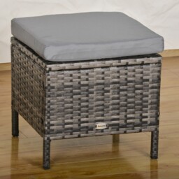 Outsunny 8 Seater Rattan Sofa Set with Thick Cushions, Rattan Garden Furniture Set with Tempered Glass Table and 2 Foot Stool, Grey - Aosom UK - thumbnail 9