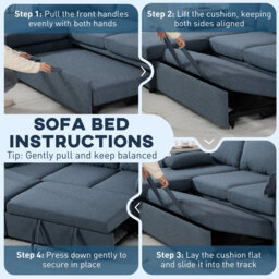 HOMCOM Corner Sofa Bed, L Shaped Sleeper Sectional Sofa with Reversible Storage Chaise, Blue - thumbnail 6