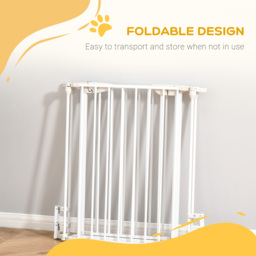 PawHut Pet Safety Gate 3-Panel Playpen Fireplace Christmas Tree Metal Fence Stair Barrier Room Divider w/Walk Through Door, White - Aosom UK - thumbnail 5