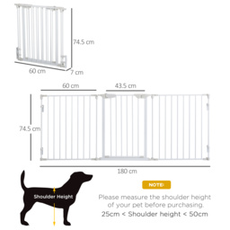 PawHut Pet Safety Gate 3-Panel Playpen Fireplace Christmas Tree Metal Fence Stair Barrier Room Divider w/Walk Through Door, White - Aosom UK - thumbnail 3