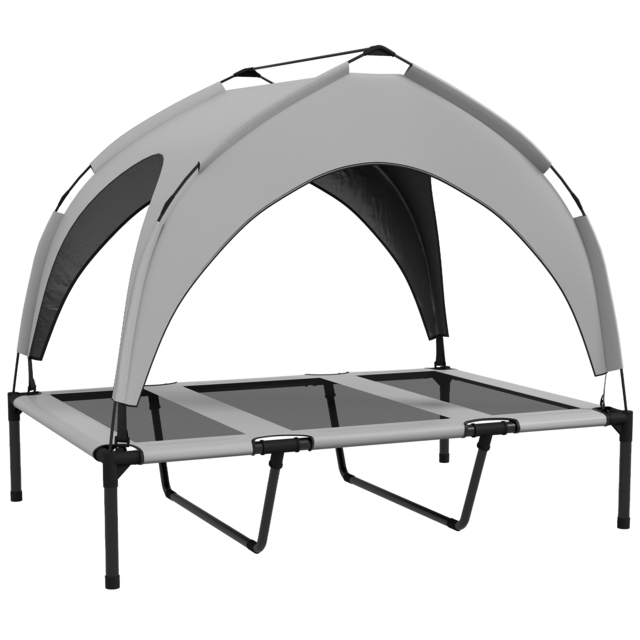 PawHut Cooling Raised Pet Bed, Large Dog Cot with Washable Breathable Mesh, Light Grey, 106 x 76 x 94 cm - Aosom UK - image 1