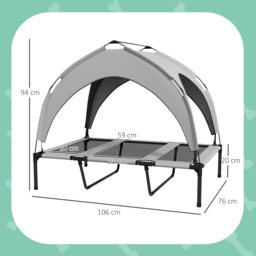 PawHut Cooling Raised Pet Bed, Large Dog Cot with Washable Breathable Mesh, Light Grey, 106 x 76 x 94 cm - Aosom UK - thumbnail 3