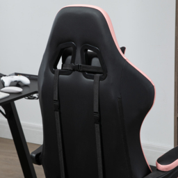 Vinsetto Computer Gaming Chair, PU Leather Desk Chair with Footrest, Swivel Task Chair with 135° Reclining Back and Lumbar Support, PC Chair for Adults, Black and Pink - thumbnail 8