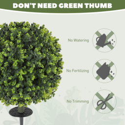 HOMCOM Set of 2 40 cm Artificial Boxwood Topiary Ball Bush with Integrated Ground Stake, Indoor Outdoor UV Resistant Faux Greenery, Faux Plants for Garden, Porch, Balcony - thumbnail 5