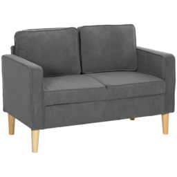 HOMCOM Small Two-Seater Corduroy Sofa - Grey - thumbnail 1