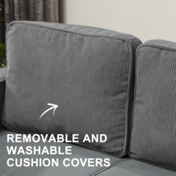 HOMCOM Small Two-Seater Corduroy Sofa - Grey - thumbnail 6