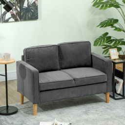 HOMCOM Small Two-Seater Corduroy Sofa - Grey - thumbnail 2