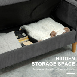 HOMCOM Small Two-Seater Corduroy Sofa - Grey - thumbnail 4