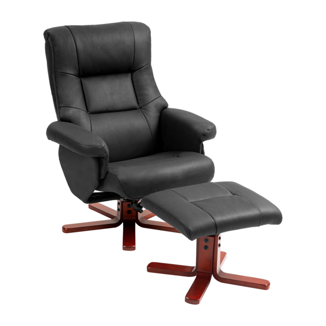 HOMCOM Faux Microfibre Leather Manual Recliner with Cat Scratch Resistant Material, Black - Aosom UK - image 1