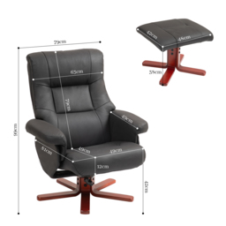 HOMCOM Faux Microfibre Leather Manual Recliner with Cat Scratch Resistant Material, Black - Aosom UK - thumbnail 3