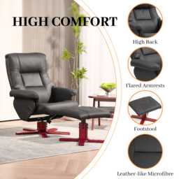 HOMCOM Faux Microfibre Leather Manual Recliner with Cat Scratch Resistant Material, Black - Aosom UK - thumbnail 6