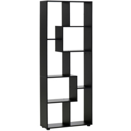 HOMCOM 8-Tier Bookshelf: Freestanding Melamine Display Unit, Anti-Tip Pads, Modern Black Grid Storage Stand - Aosom UK