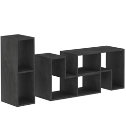 HOMCOM TV Stand for TVs Up to 75 Inches, Extendable Entertainment Unit with Storage Shelves, Adjustable Height TV Unit, Black - Aosom UK - thumbnail 1
