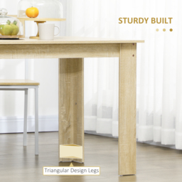 HOMCOM Dining Table for 4-6 People, Kitchen Table with Wood Effect for Dining Room, Oak - thumbnail 6
