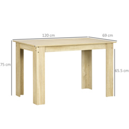 HOMCOM Dining Table for 4-6 People, Kitchen Table with Wood Effect for Dining Room, Oak - thumbnail 3