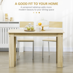 HOMCOM Dining Table for 4-6 People, Kitchen Table with Wood Effect for Dining Room, Oak - thumbnail 4