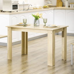 HOMCOM Dining Table for 4-6 People, Kitchen Table with Wood Effect for Dining Room, Oak - thumbnail 2