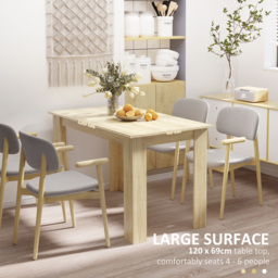 HOMCOM Dining Table for 4-6 People, Kitchen Table with Wood Effect for Dining Room, Oak - thumbnail 5