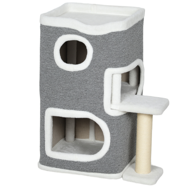 PawHut 75 cm Cat Tree, Cat Tower Condo for Indoor Cats with Scratching Post, Jumping Platform, Grey - image 1