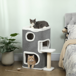 PawHut 75 cm Cat Tree, Cat Tower Condo for Indoor Cats with Scratching Post, Jumping Platform, Grey - thumbnail 2