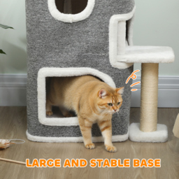 PawHut 75 cm Cat Tree, Cat Tower Condo for Indoor Cats with Scratching Post, Jumping Platform, Grey - thumbnail 6