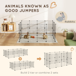 PawHut Modular Pet Enclosure: Secure & Spacious Metal Playpen for Furry Friends, Black, 106Lx73Wx36H cm - Aosom UK - thumbnail 7