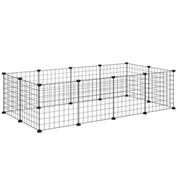 PawHut Modular Pet Enclosure: Secure & Spacious Metal Playpen for Furry Friends, Black, 106Lx73Wx36H cm - Aosom UK