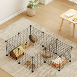 PawHut Modular Pet Enclosure: Secure & Spacious Metal Playpen for Furry Friends, Black, 106Lx73Wx36H cm - Aosom UK - thumbnail 8