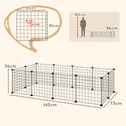 PawHut Modular Pet Enclosure: Secure & Spacious Metal Playpen for Furry Friends, Black, 106Lx73Wx36H cm - Aosom UK - thumbnail 3