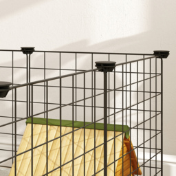 PawHut Modular Pet Enclosure: Secure & Spacious Metal Playpen for Furry Friends, Black, 106Lx73Wx36H cm - Aosom UK - thumbnail 9