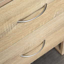 HOMCOM Bedside Cabinet with 2 Drawers: Modern Boxy Design, Elevated Base, Melamine Finish, Bedroom Storage, Oak Brown. - Aosom UK - thumbnail 8
