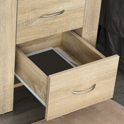 HOMCOM Bedside Cabinet with 2 Drawers: Modern Boxy Design, Elevated Base, Melamine Finish, Bedroom Storage, Oak Brown. - Aosom UK - thumbnail 7