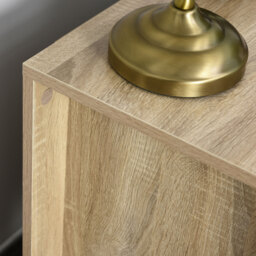 HOMCOM Bedside Cabinet with 2 Drawers: Modern Boxy Design, Elevated Base, Melamine Finish, Bedroom Storage, Oak Brown. - Aosom UK - thumbnail 9