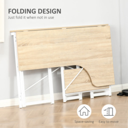 HOMCOM Folding L-Shaped Computer Desk, Oak Tone Corner Home Office Study Workstation with 2 Shelves - Aosom UK - thumbnail 4